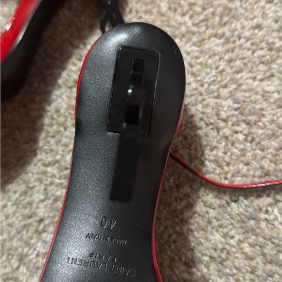 YSL SAINT LAURENT RED OPYUM HEEL ANKLE STRAP IN PATENT LEATHER - Picture 3 of 5